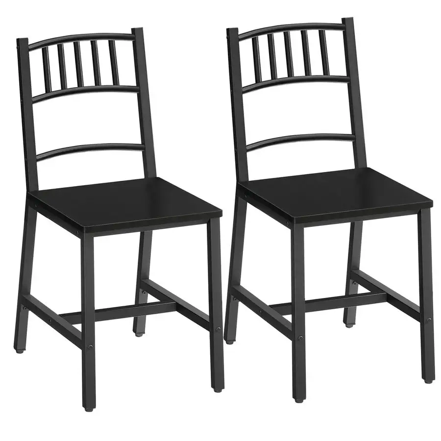 

Kitchen Chairs Set of 2, Wooden Dining Room Chairs with Metal Frame, Dining Chairs with Back, Easy to Assemble, Farmhouse Dinin