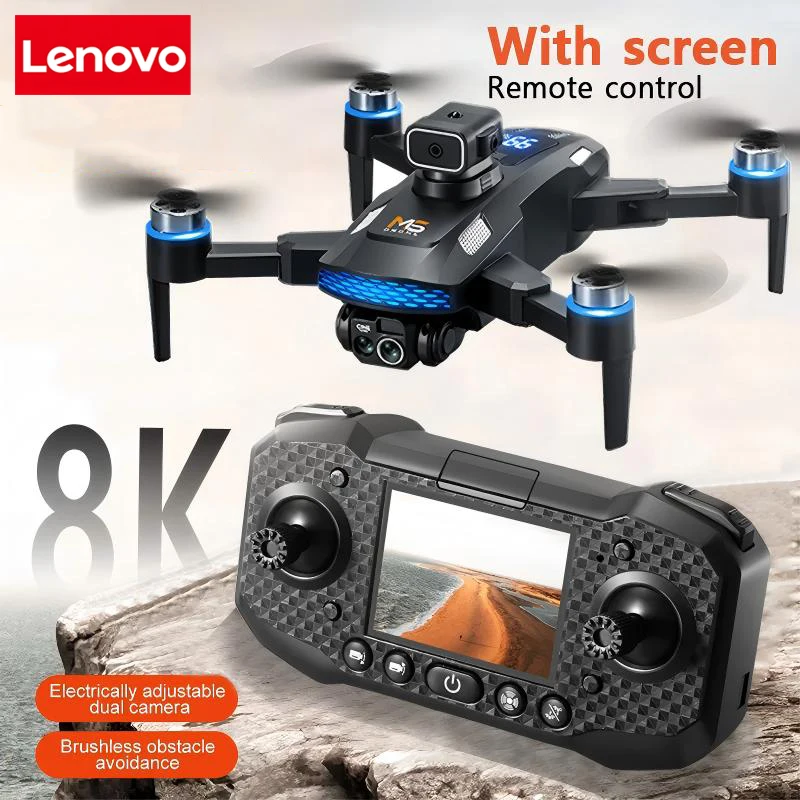 Lenovo M6 Drone Professional 8K HD กล้องคู่ 5G WIFI หลีกเลี่ยงอุปสรรคอัจฉริยะหน้าจอ GPS Brushless RC Drone