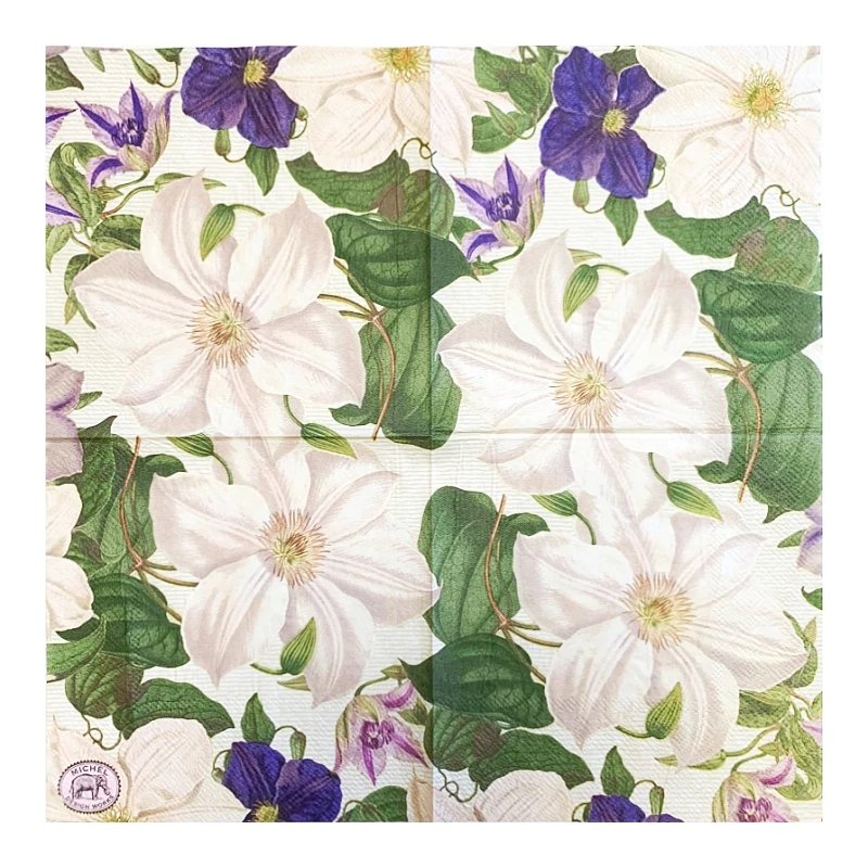 20Pcs/Pack Elegant Flower Table Decoupage Paper Napkins White Purple Napkin Paper Tissue for Wedding Party Supplies Wholesale