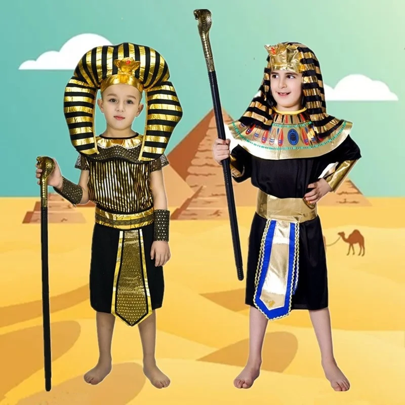 

Костюм принца на Хэллоуин, детский костюм фараона для мальчиков, одежда для сценических выступлений, ролевая игра в образе древнеегипетского царя