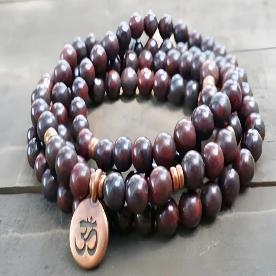

8mm red jasper Gemstone Mala Bracelet 108 Beads pendant Bead Zen Gemstone Bohemian Jewelry Sacred Yoga Chakra elastic Nirvana