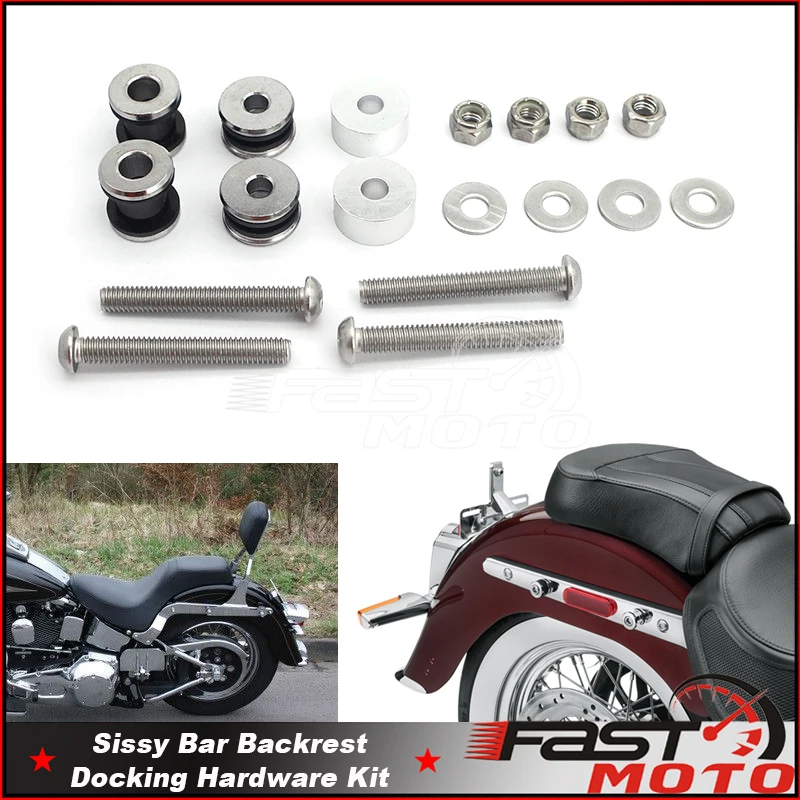 Detachable Docking Hardware Kit For Harley Softail Springer FXSTS FLSTF Fat Boy Custom Deluxe FLSTN Luggage Rack Sissy Bar Screw