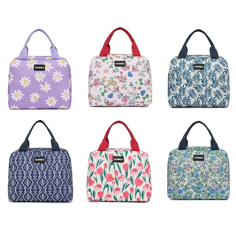Picnic bag, lunch bag, and insulated bag with exquisite floral patterns, non-food contact