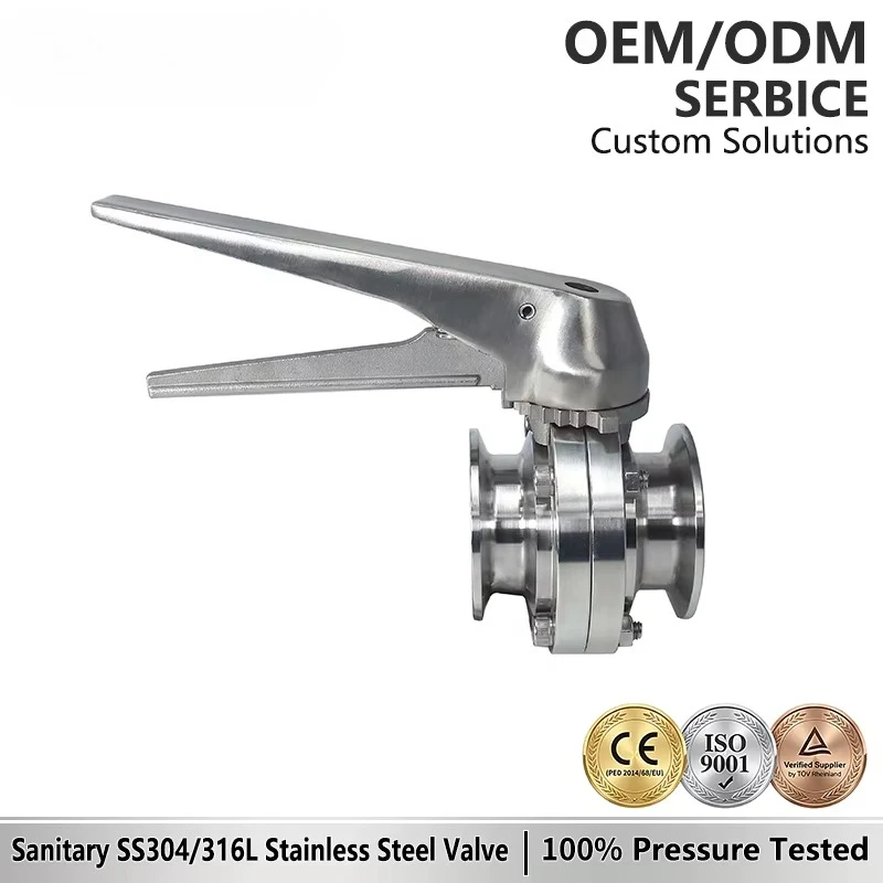 Factory Price Manual Sanitary Stainless Steel 304/316L Duckbill Tri-clamp Butterfly Valve Food Grade Base Customizable