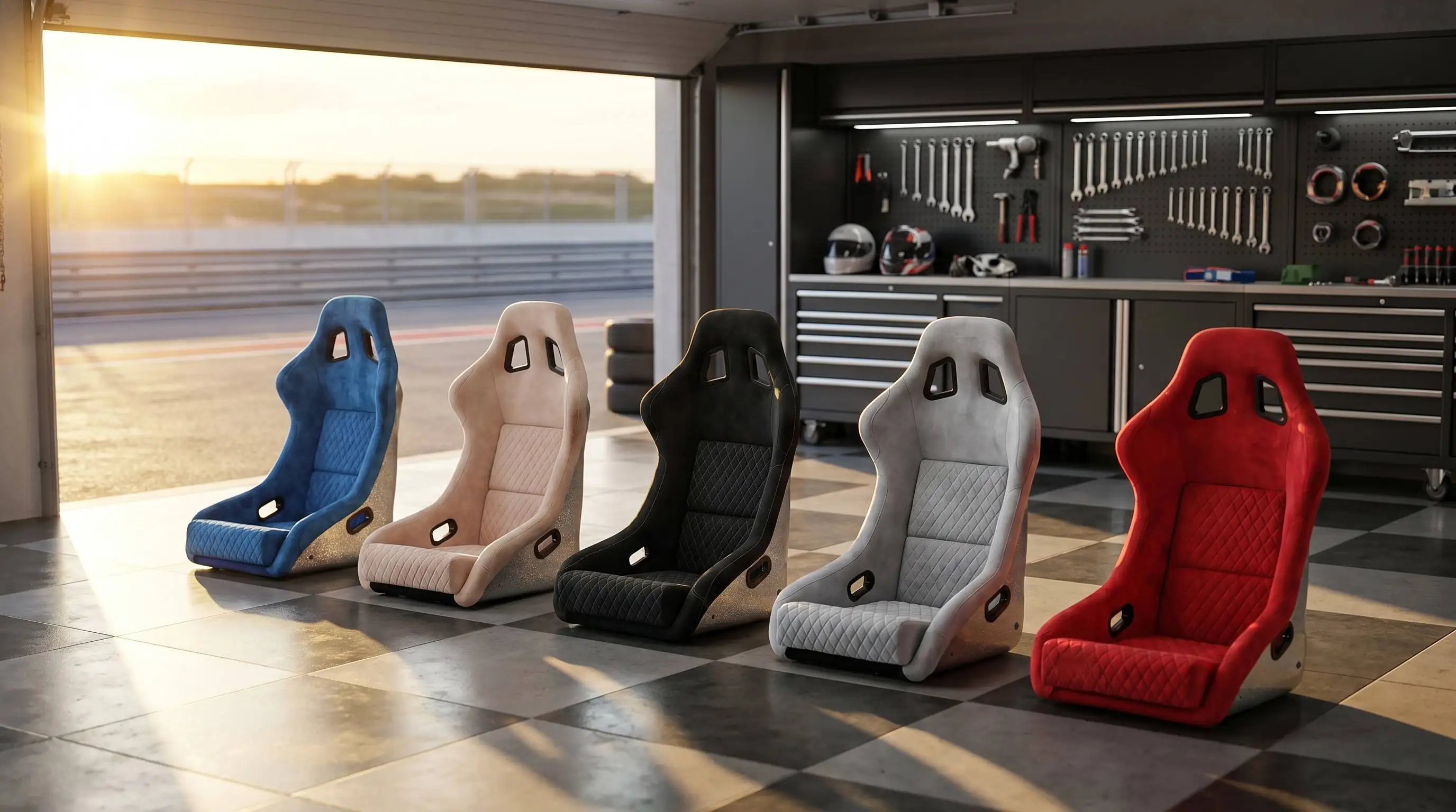 Universal Racing Bucket Seat Crystal Pearl Shell Back Carbon Fiber Pattern JDM Style Sport Car Seats Wholesale Factory Price