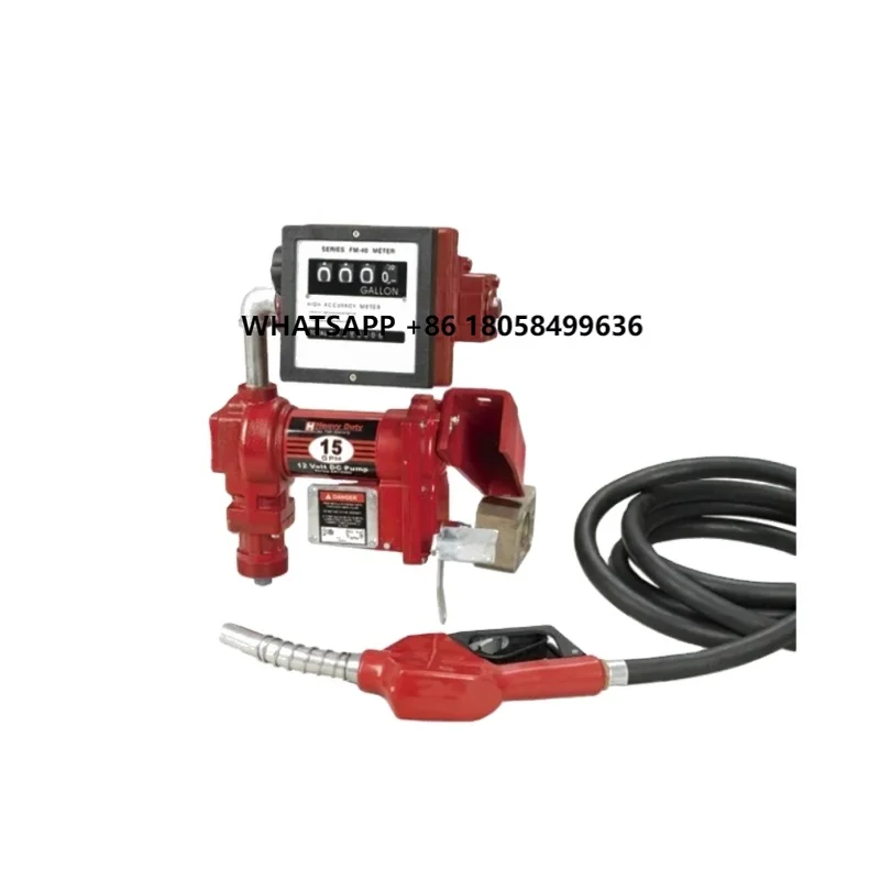 

12V 15 GPM (57 LPM) Fuel Transfer Pump Kit with Discharge Hose and Hose, Automatic Nozzle, & Mechanical Gallon Meter Set