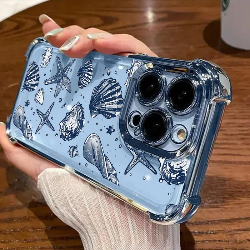 Cute Marine Organism Shell Plating Case For Samsung Galaxy S25 FE S24 S26 Ultra Plus A57 A37 A27 A26 A36 A56 A55 A16 A15 A53 A54