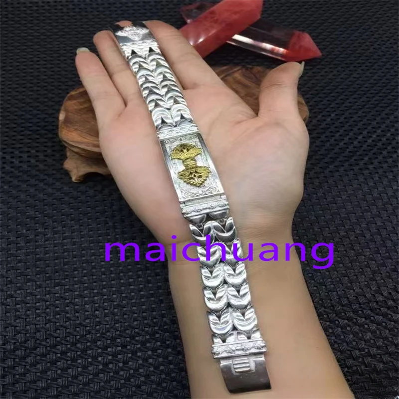 

Mai Chuang/ Tibetan Silver Inlaid Brass Bracelet Fashionable Bangle Personalized Jewelry Exquisite Workmanship Couple Gift