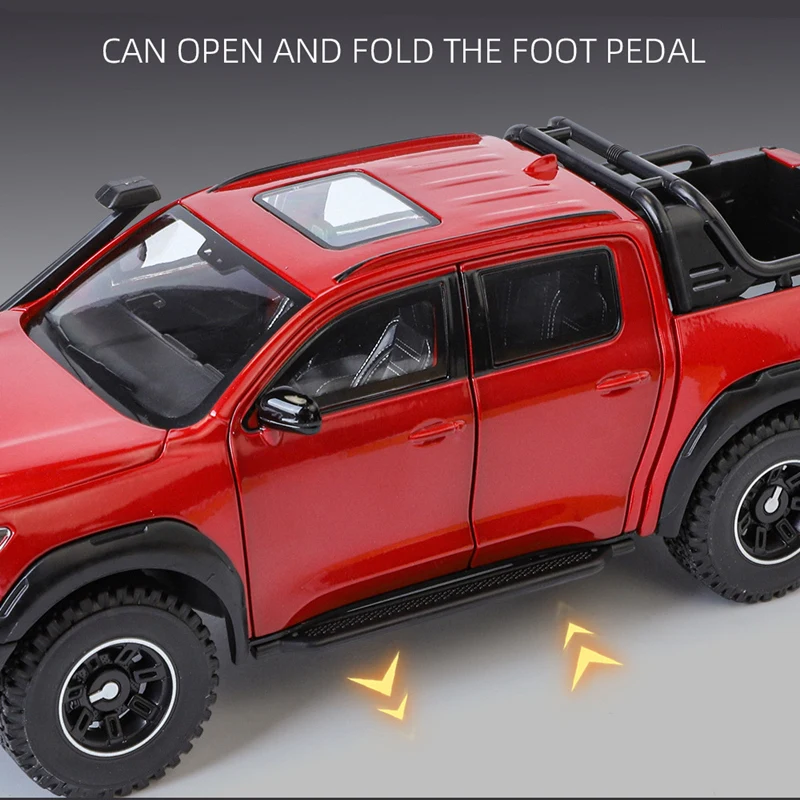 1:24 Great Wall Motor POER Pickup Alloy Car Model Diecast Metal Off-road Vehicles Car Model Simulation Sound and Light Kids Gift