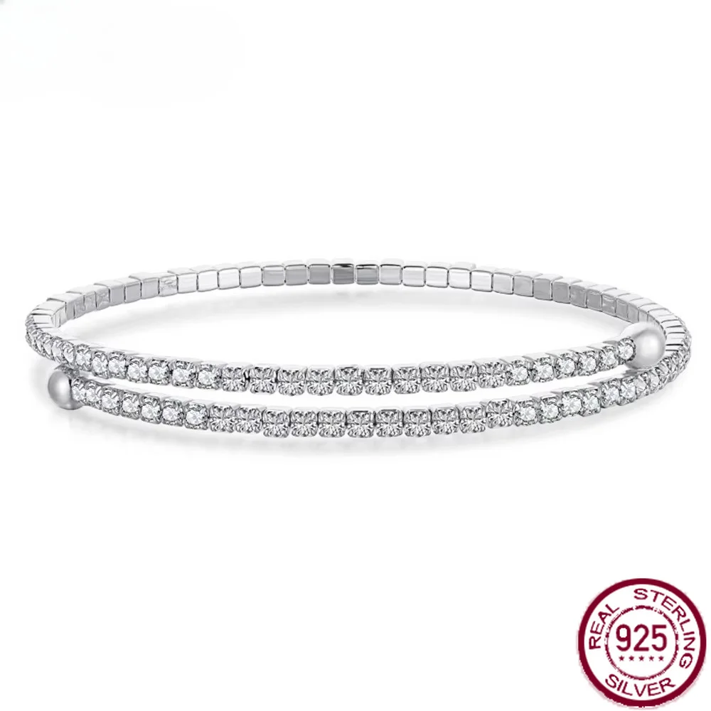 Yaranyan Luxury 925 Sterling Silver High Carbon Diamonds Gemstone Wedding Party Bangle For Women Gift Fine Jewelry Wholesale