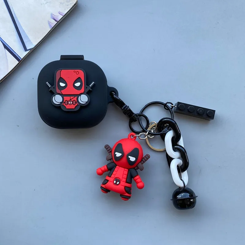 Cartoon Marvel Deadpool etui na słuchawki do Samsung Galaxy Buds 2/Live/Pro silikonowe etui ochronne do Samsung z breloczkiem