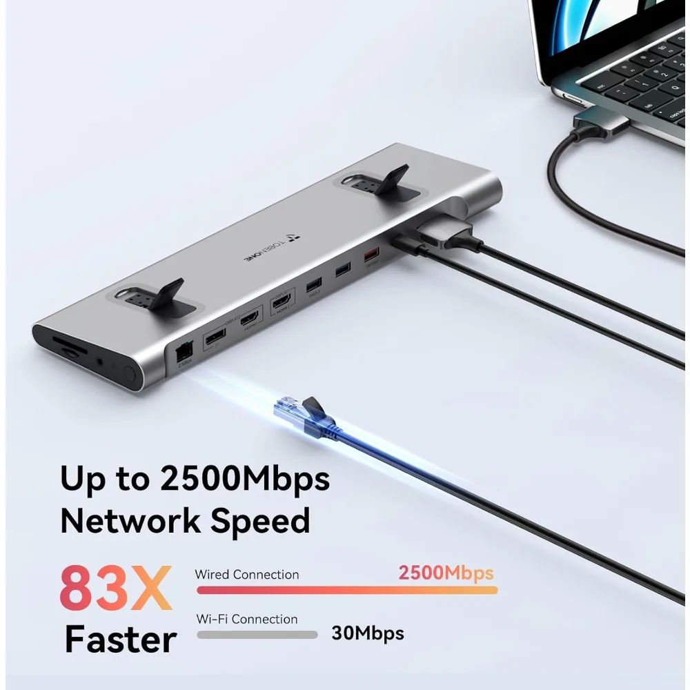 محطة إرساء شاشة MacBook Dual 4K مع USB-C، ومنافذ 16 في 2، وGigabit Ethernet، وتسليم طاقة 100 وات #4