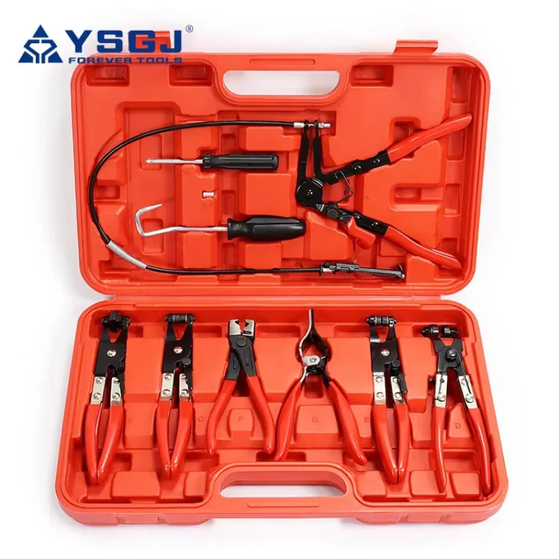 9 Uds alicates de abrazadera de manguera de largo alcance herramienta de abrazadera de manguera removedor de refrigerante automotriz calentador de radiador juego de alicates de abrazadera