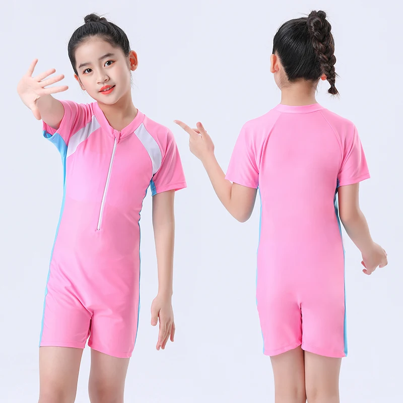 Summer Girls' One-piece Student Swimsuit New Sun Protective Teen Swimsuit for Kids