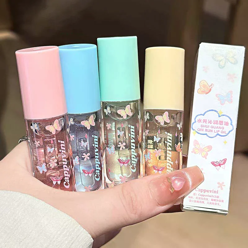 Lucidalabbra Idratante Cappuvini, Gloss Effetto Specchio, Gelatinoso e Brillante, Trasparente Cristallino, Volumizzante e Idratante per il Trucco