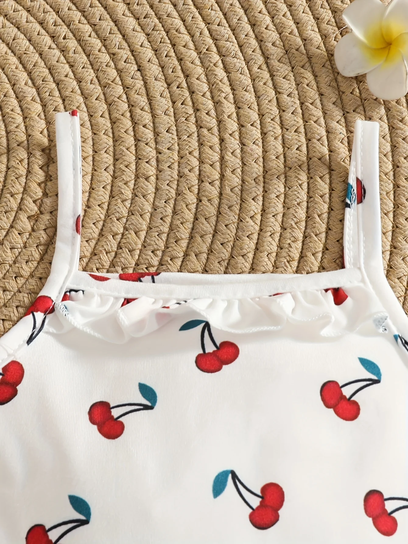 Baby Girls Cute Camisole 3PCS Set All Season Strawberry Cherry Chrysanthemum Print Comfortable Toddler Sling Outfit view 4