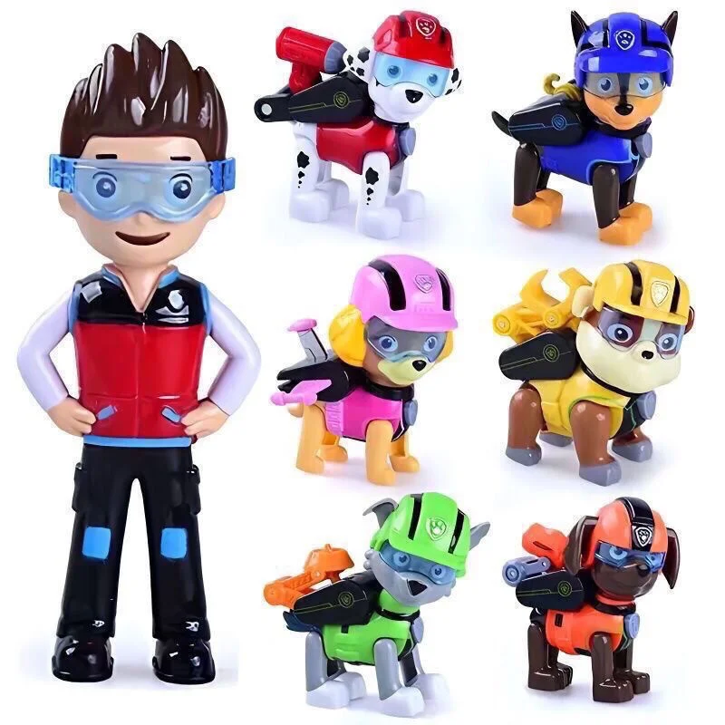 Paw Patrol Juego de 7 piezas/set Ultimate Rescue Mission Black Edition, colección de figuras de Skye, Marshall, Rocky, Chase en caja