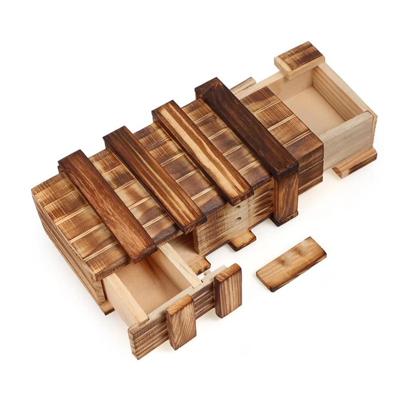 2PCS Geheime Puzzle-Box aus Holz mit verstecktem Fach IQ-Herausforderungsspiel Denksportaufgaben für Erwachsene und Kinder Kreatives Geschenk