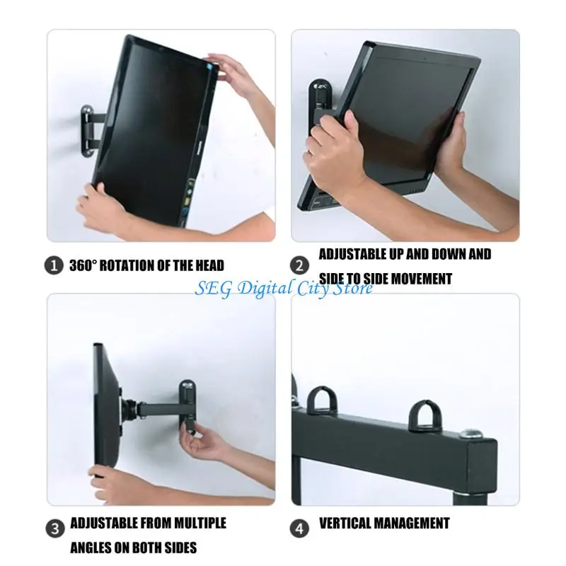 U75B Ergonomic Wall Mount Brackets For TVs And Monitors With Flexible Height Tilts Adjustment Up To 32 Inches