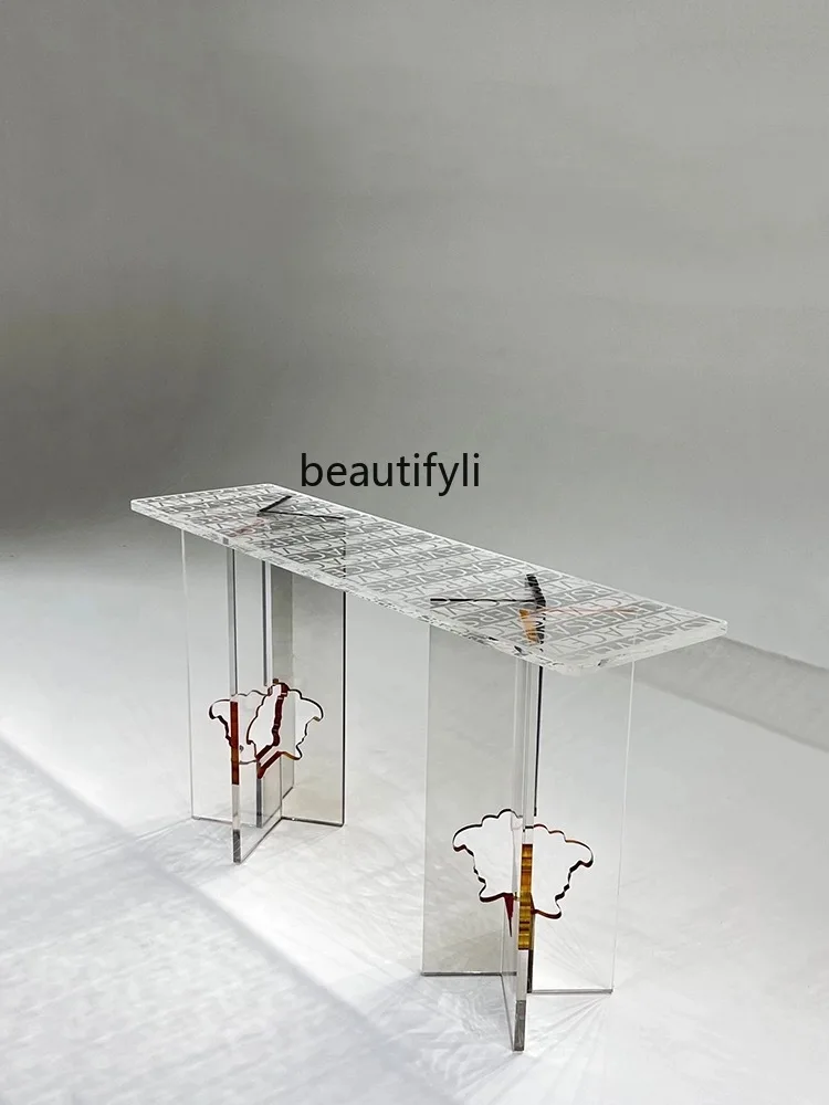 Modern Acrylic Console Modern Light Luxury Foyer Decoration Table Model Room Villa Transparent Console Tables