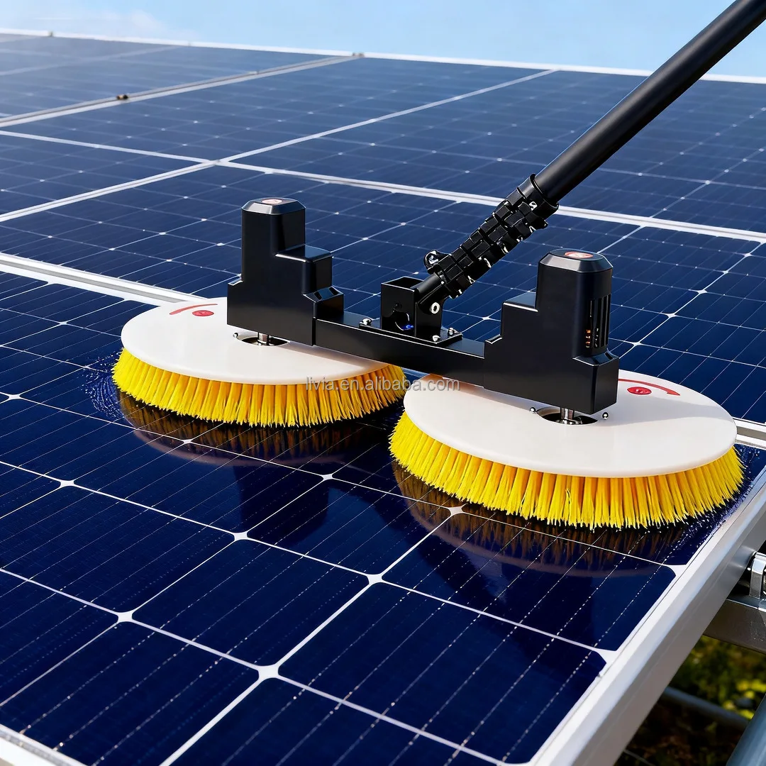 Portable Solar Panel Cleaning Brush for Home and Field Use, with Telescopic Rod and Dual Swivel Heads