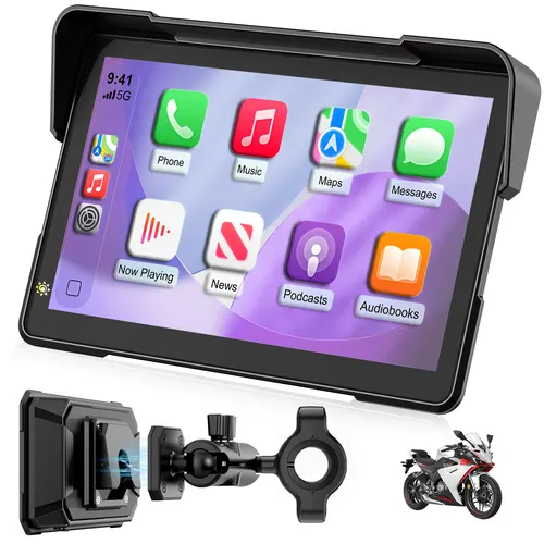 Pantalla de navegación portátil Para motocicleta, 7,0 pulgadas, inalámbrica, CarPlay, GPS Para Moto, Android, Monitor automático, resistente al agua
