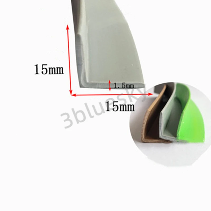 Rubber Angle Corner Protecor Edge Encloser Shield Collision Avoidance Gasket L Strip 15x15mm Grey Green Brown