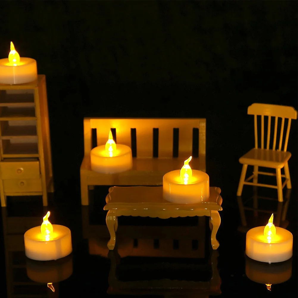 3/6/12 Pieces Small Remote Control Flameless Tea Lights Battery Operated,Flickering Yellow Light Mini Christmas Votive Candles