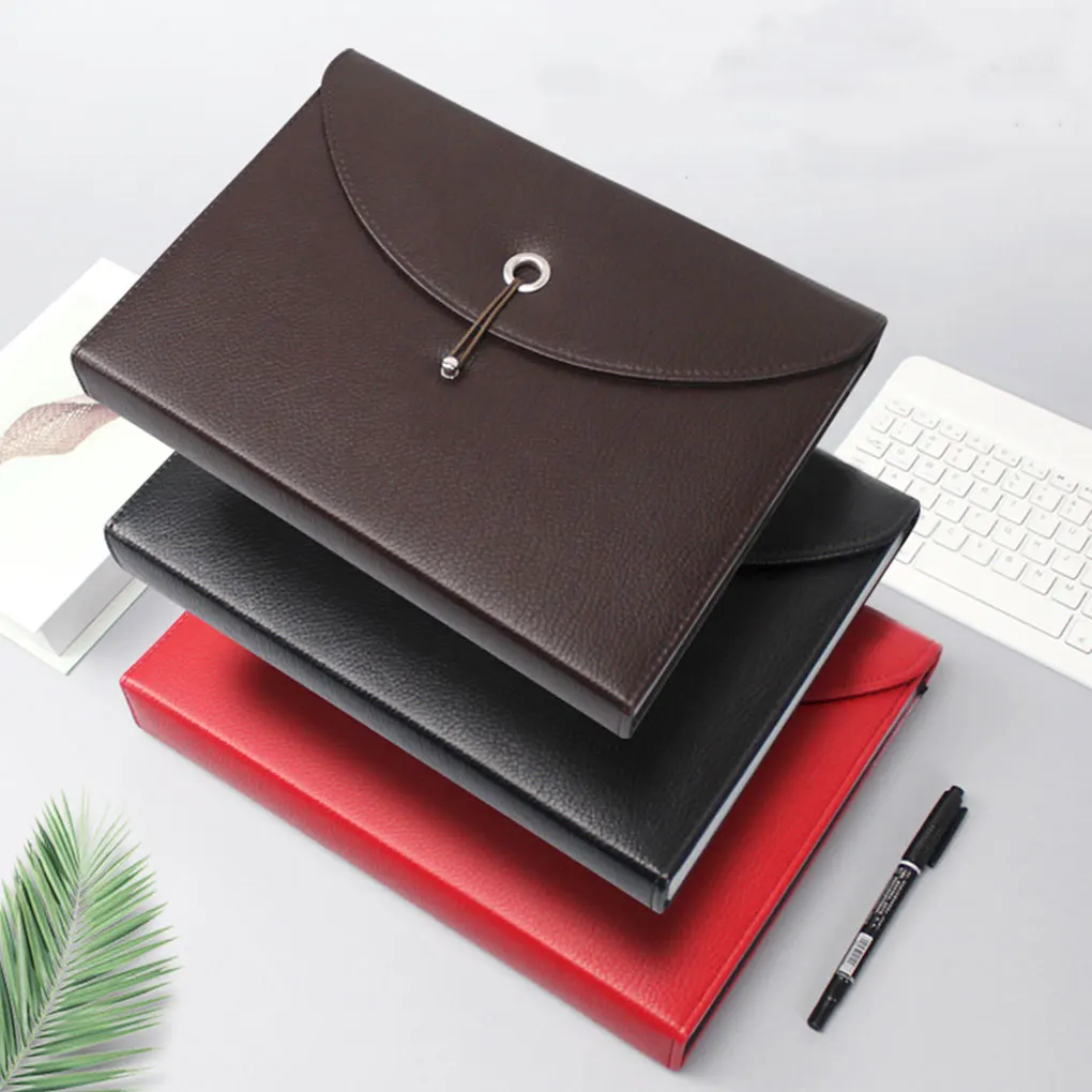 Bolso de mano multifuncional de cuero para todo tipo de necesidades, bolso de mano práctico para documentos de negocios, multicapa, Color Rojo