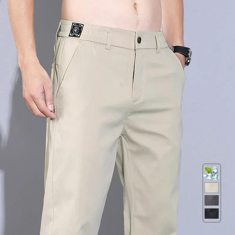 

Slim Business Thin Men's Casual Pants Summer New Breathable Korea Straight Trousers Comfortable Male Clothes Pants