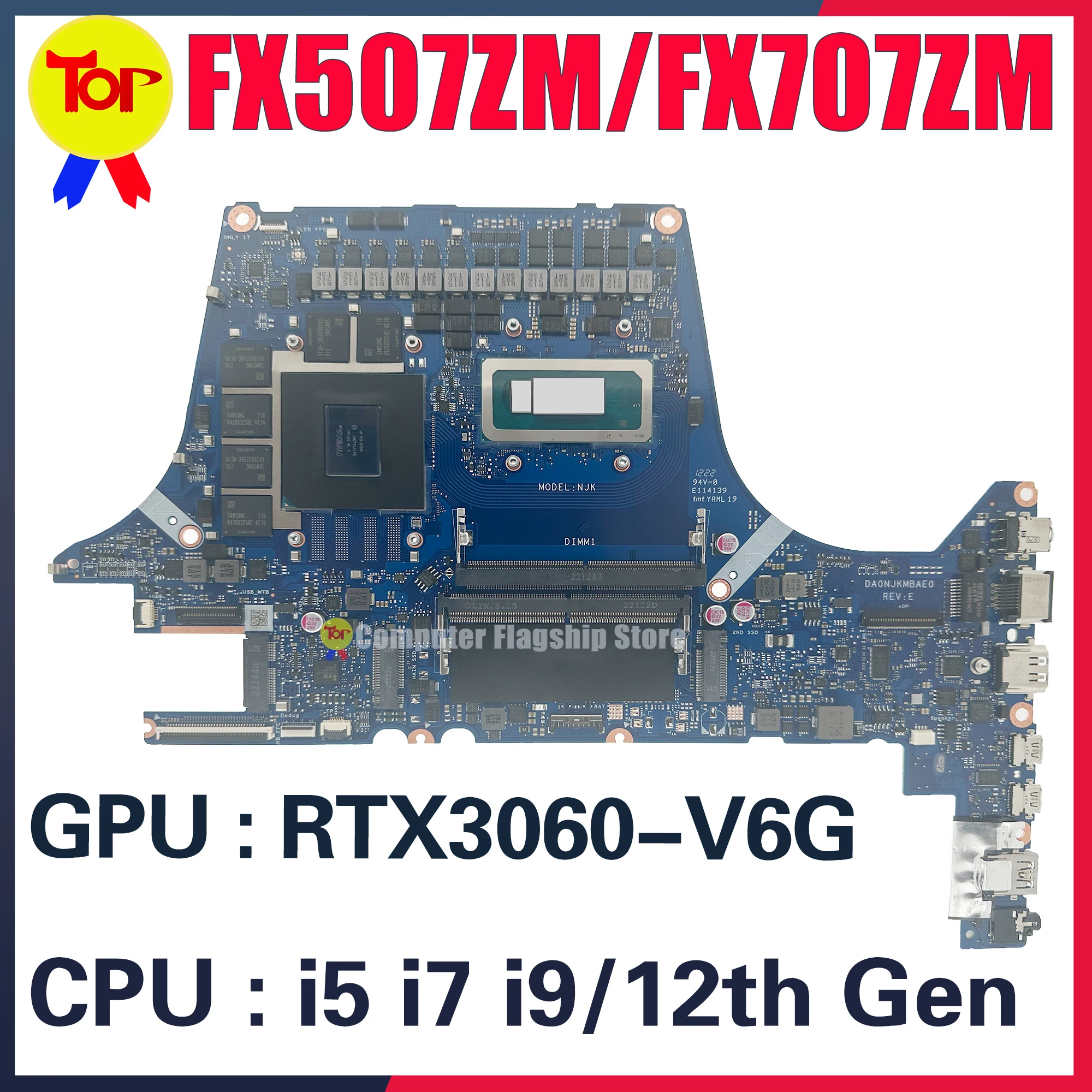 KEFU Mainboard For ASUS FX507ZM FX517ZM FX517ZR FX707ZM FX507ZR FX707ZR TUF507Z TUF707Z TUF517Z Laptop Motherboard i5 i7 i9 12th