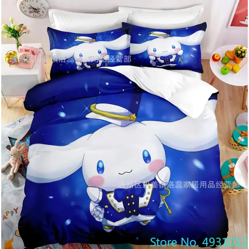 

Комплект постельного белья с героями мультфильмов аниме Sanrio Cinnamoroll Melody, кавайный пододеяльник, пододеяльник, наволочка для детей, одиночный Twin King Size для девочек
