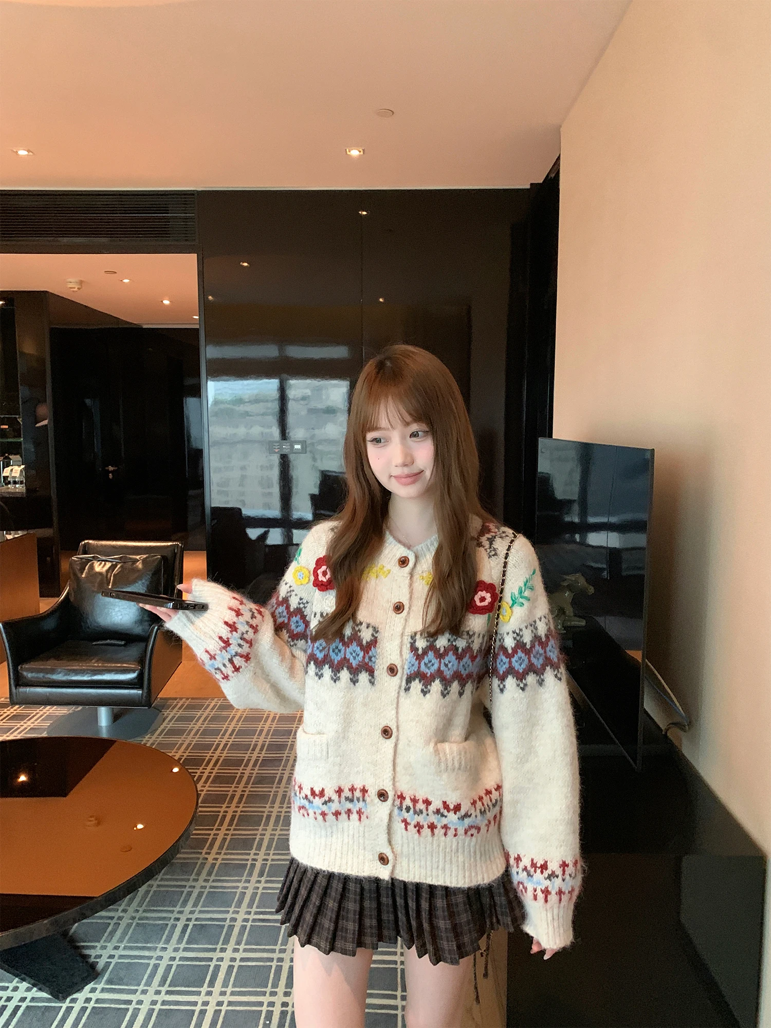 

Женский вязаный кардиган Petra Rose Fair Island, осенне-зимняя новинка, мягкий, с длинными рукавами, на пуговицах