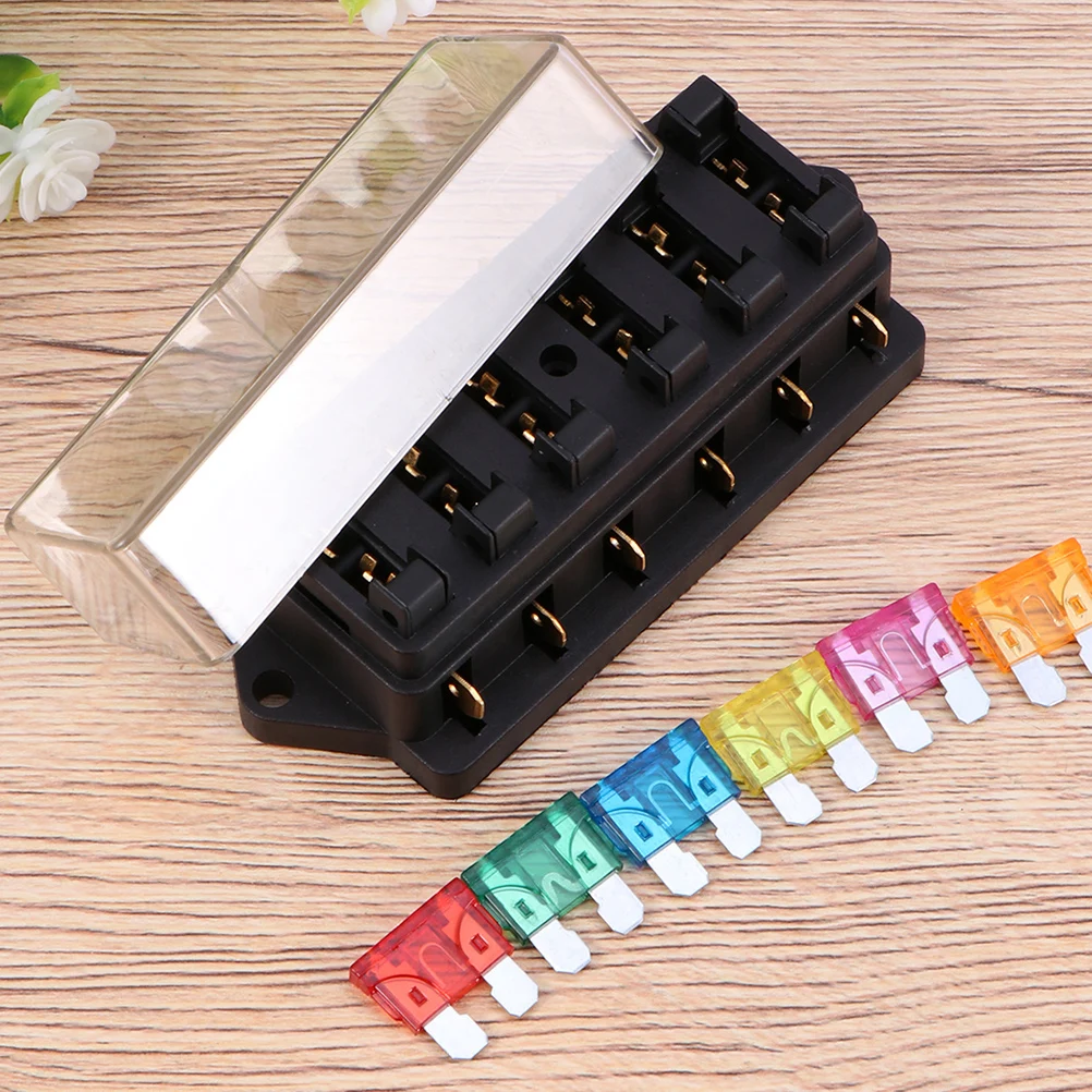 

2pcs 6-way Fuse Holder Auto Accessories Pedestal for Trucks Cars Durable Circuit Connection Fuse Box Replacement Car Horn