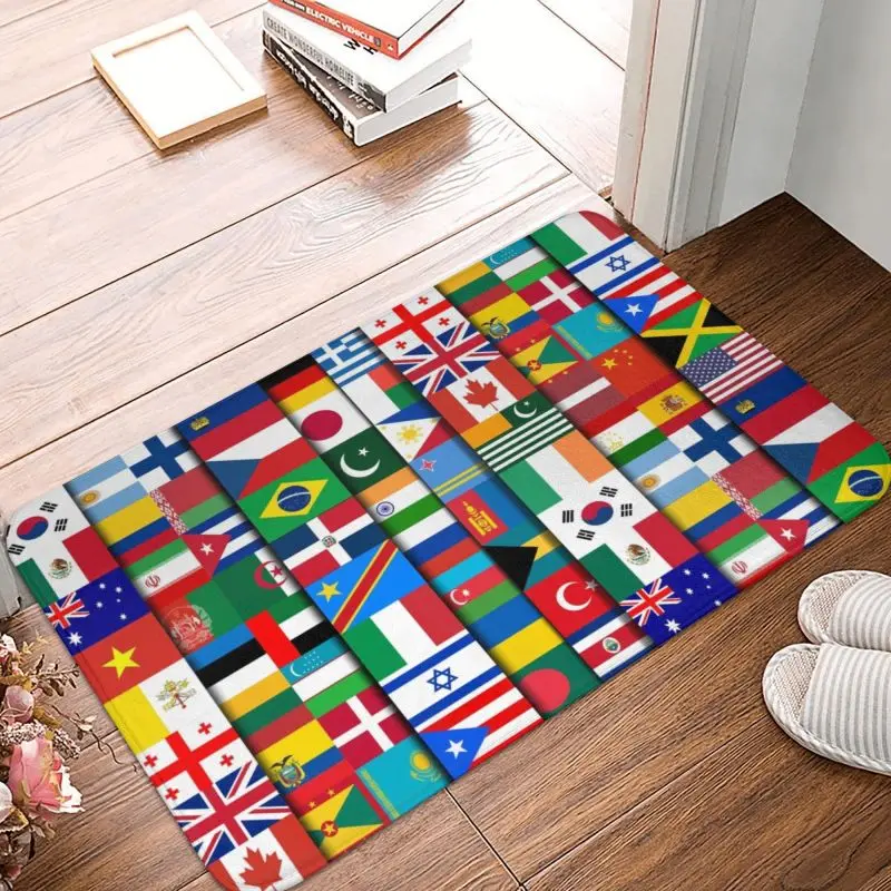 60 Flags Of The Countries Of The World Front Door Mat Outdoor Waterproof International Gift Doormat Bedroom Entrance Rug Carpet