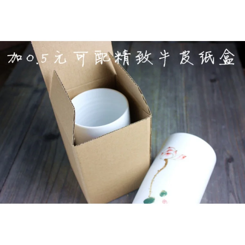 ★Jingdezhen Ceramic Cup Classic Traditional Hand Painted Lotus Matte White Tumbler Hand-Held Milk Cup High Temperature Fat White