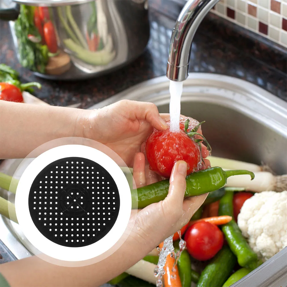 

Draining Mat Kitchen Sink Protector Mats Round Rubber Material Foldable Dishwasher Safe Drying Basin Sink Mats
