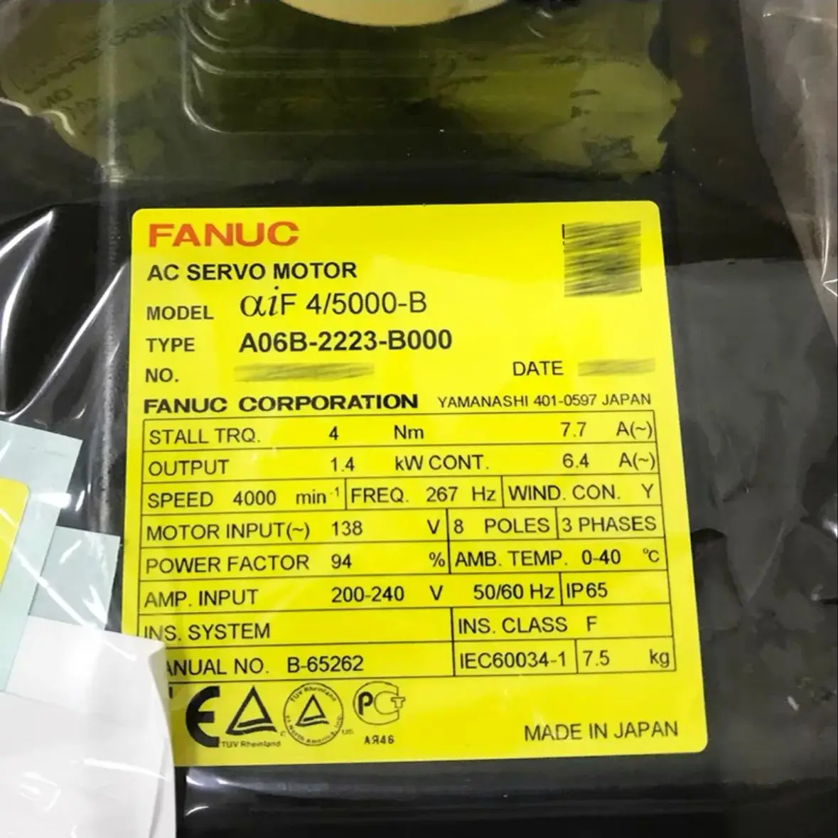 

A06B-2223-B000 Новый двигатель Fanuc В НАЛИЧИИ Быстрая доставка