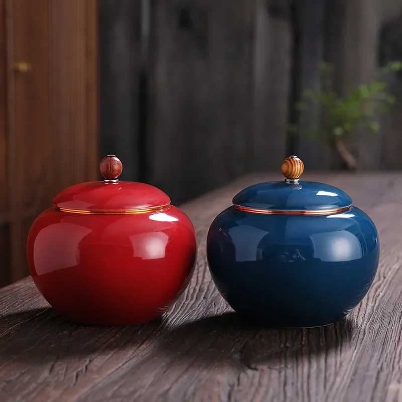 Enamel Ceramic Jar Grain Portable Sealed Moisture-Proof Pot Crafts Interior Decoration