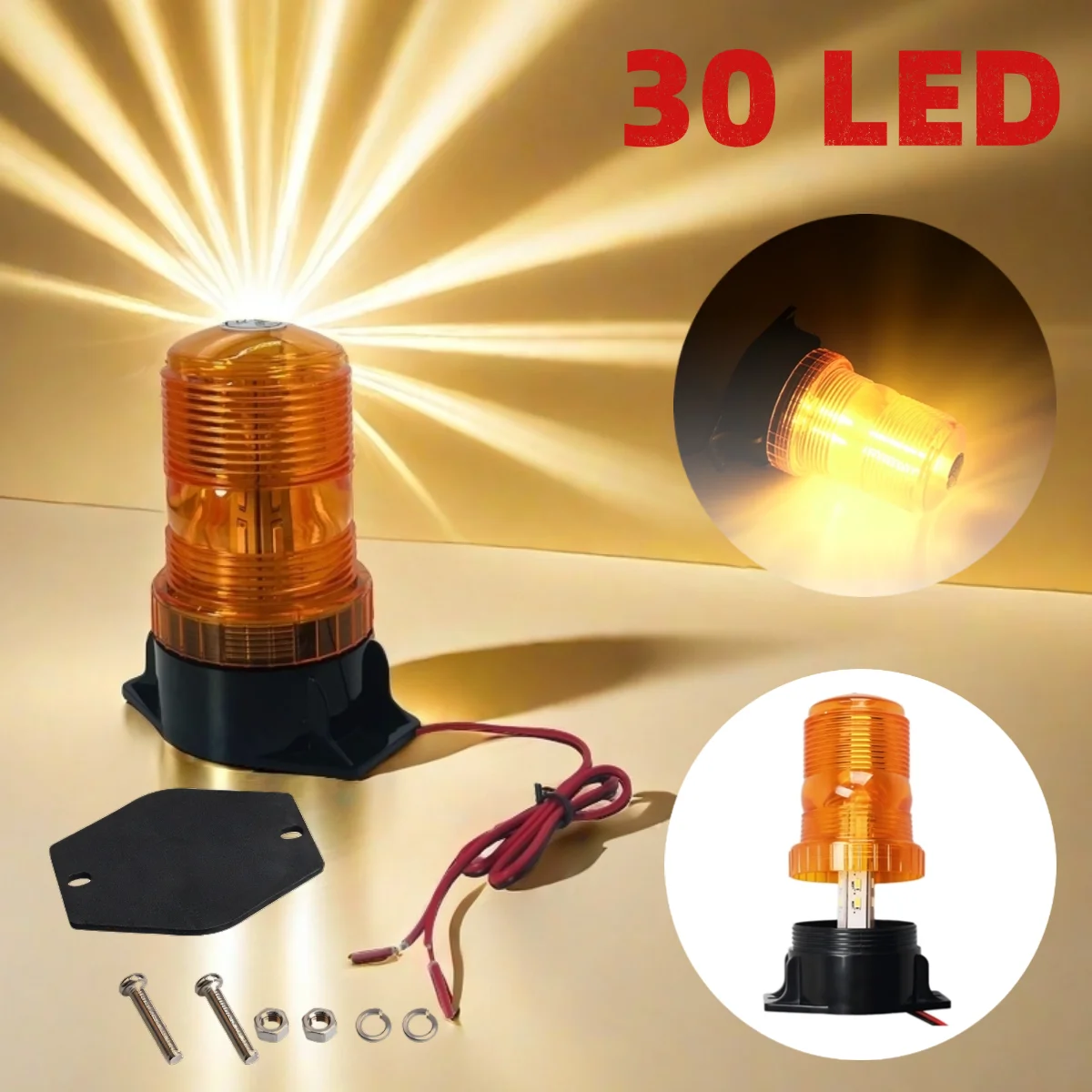 12-24V  30 LED High Power Emergency Warning Flash Strobe Light Beacon for Forklift Truck School Bus Amber Blue Red
