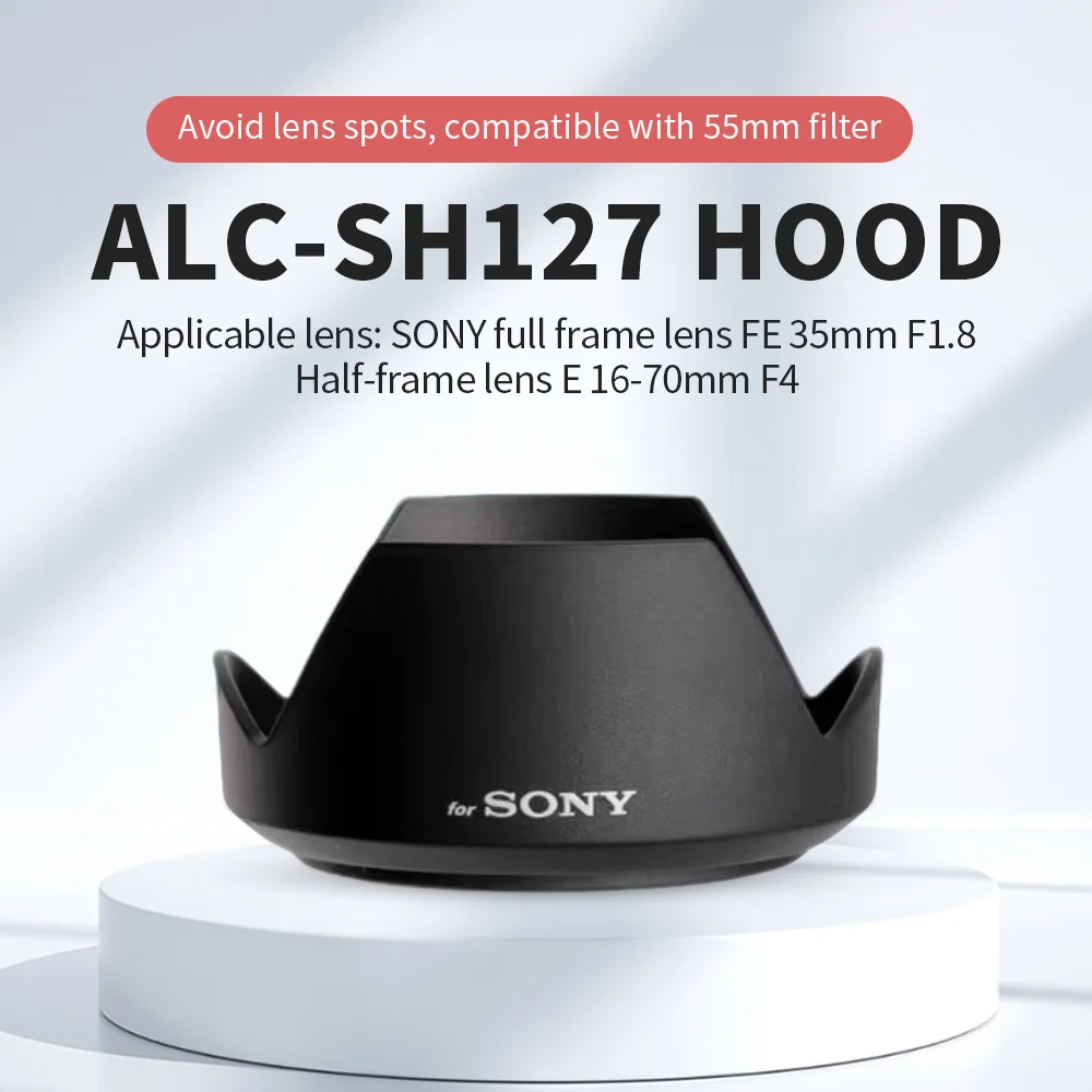 Adecuado para el protector de luz Sony ALC-SH127, con boca de loto portátil y compacta, se puede combinar con accesorios de filtro de 55 mm.
