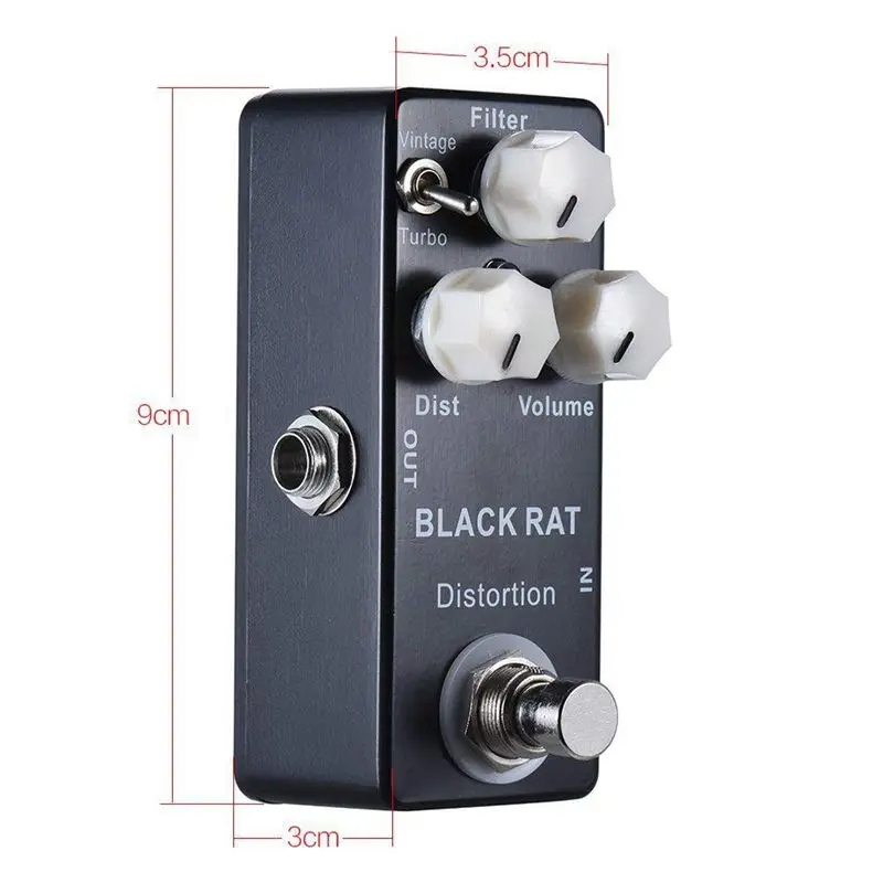 Mosky Black RAT Distortion Effect Pedal Classical Guitar Pedal True Bypass Guitar Parts Guitar Accessories