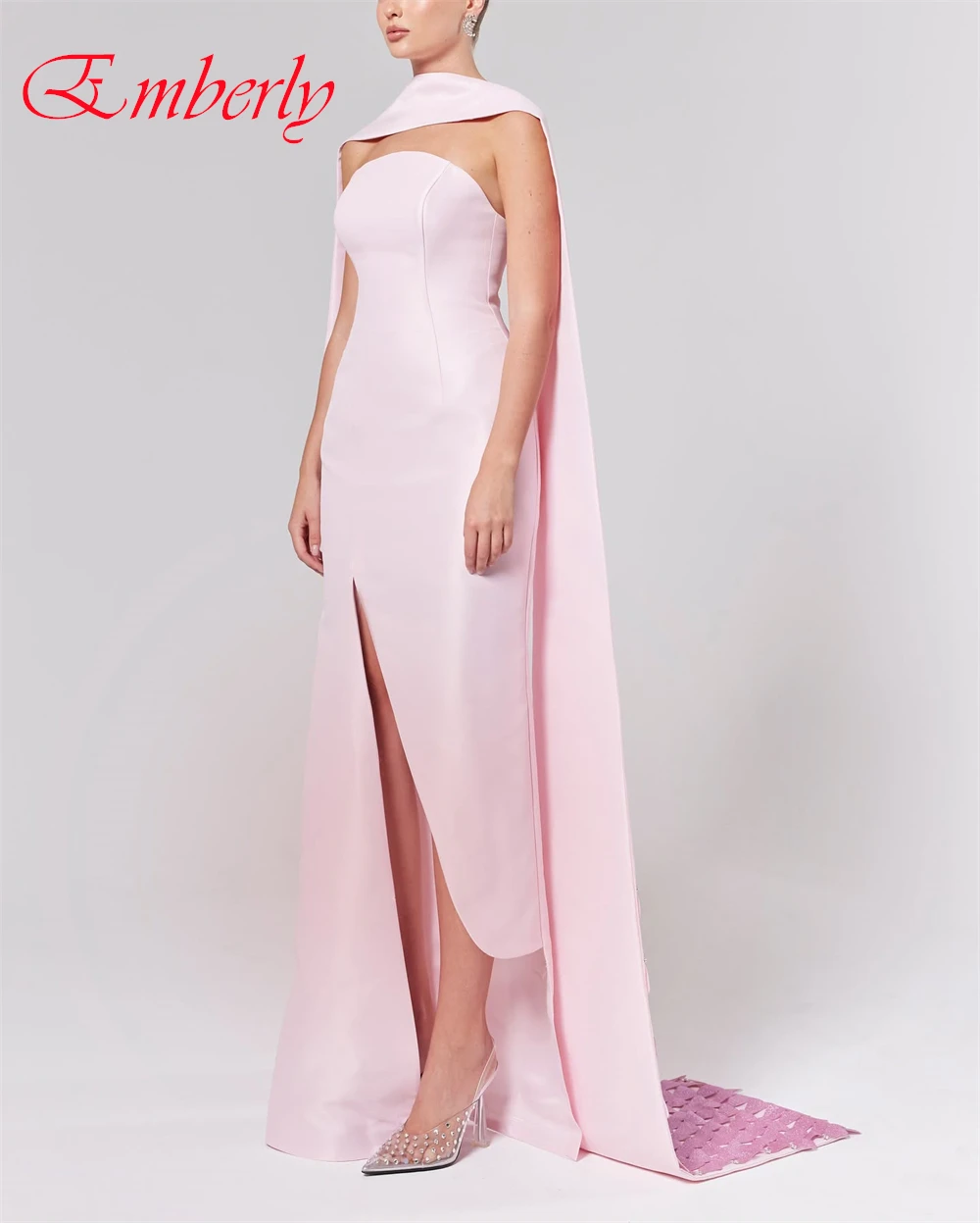 Moda personalizada cetim sem alças vestido de noite clássico em linha reta vestidos de baile sexy watteau trem vestidos de ocasião especial