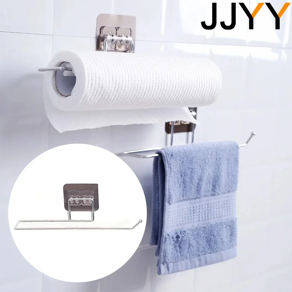 

JJYY Multifunctional no-punch disposable dishcloth rag holder towel paper cup hanger storage rack kitchen bathroom supplies