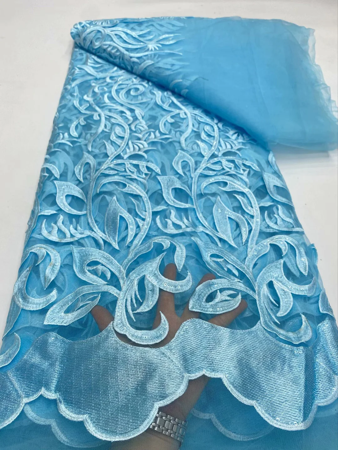 

(5 ярдов/шт.) Новейшее вышитое французское сетчатое кружево с блестками бирюзово-синее африканское вечернее тюлевое кружево для платья 5 цветов FDP078