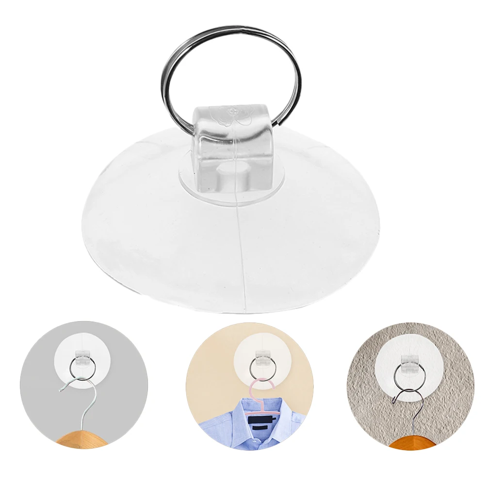 

6pcs Suction Cup Hooks Glass Transparent Rubber Strong Power No Trace Bathroom Kitchen Office Universal Storage Accessories