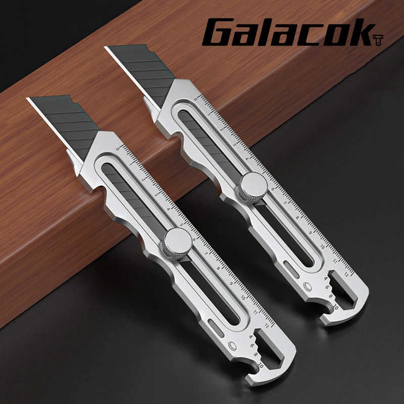 Stainless Steel Utility Knife 6 In 1 Multi-Function Opener Retractable Box Cutter Portable Office Home Courier Unboxing Knifes