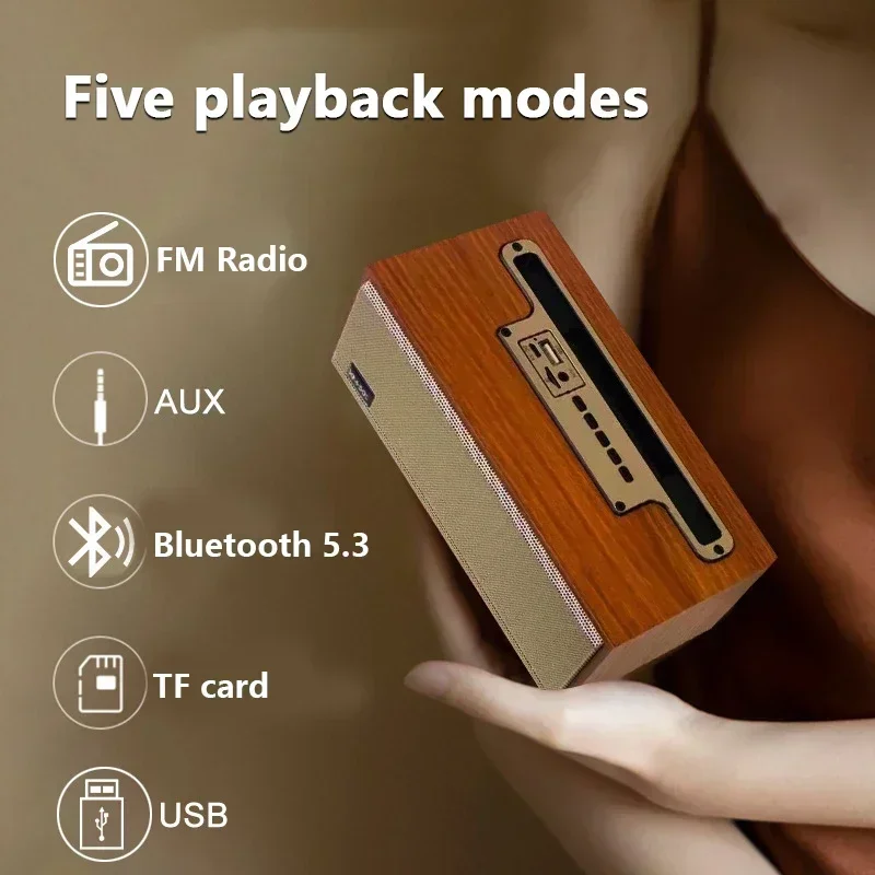 Supporto per telefono cellulare multifunzione WoodenSystem altoparlante Bluetooth portatile TWS Radio FM Dropship Subwoofer Wireless suono remoto