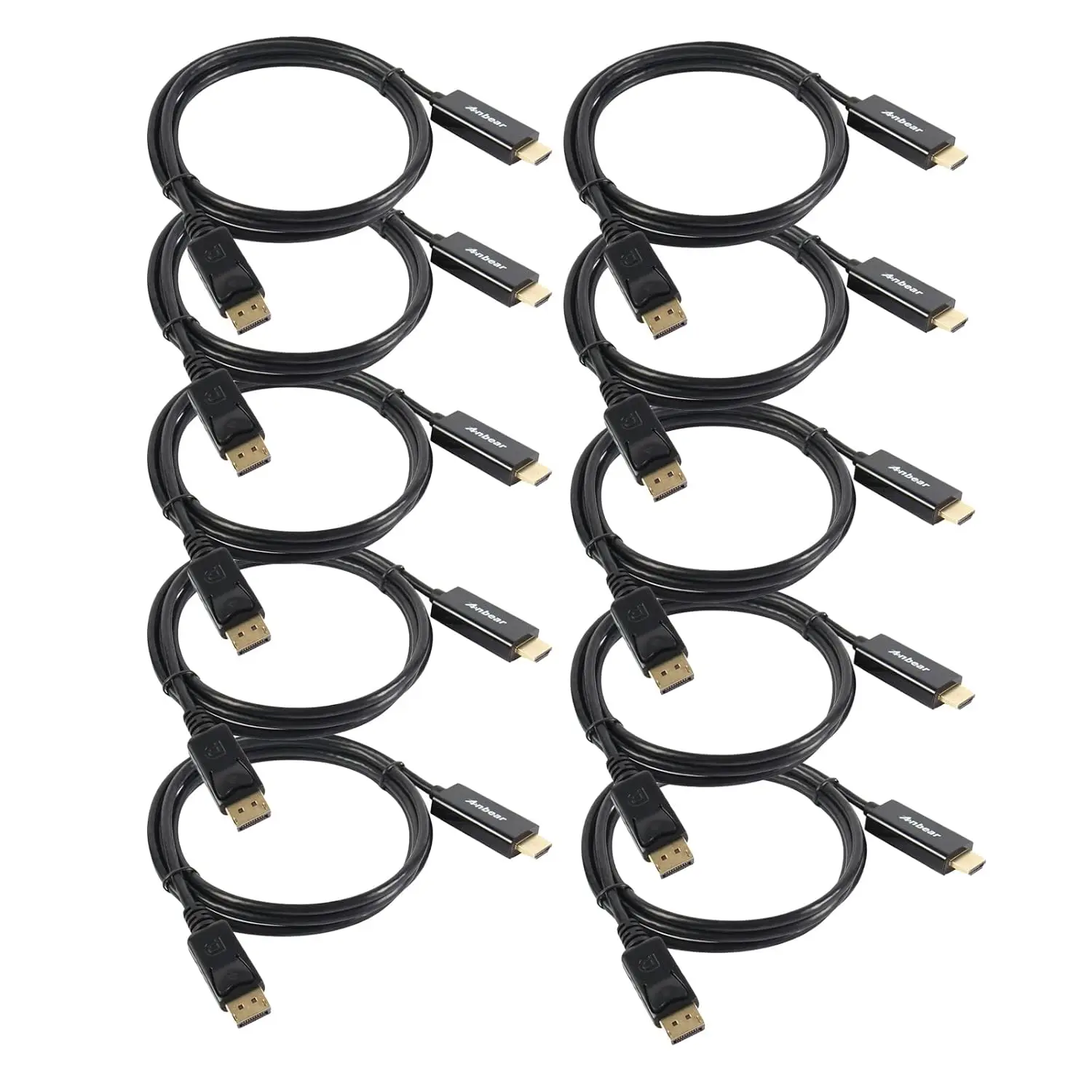 Gold-Plated DisplayPort to HDMI Cable 6ft Male-Male for PC Laptop to HDTV Monitor 10-Pack