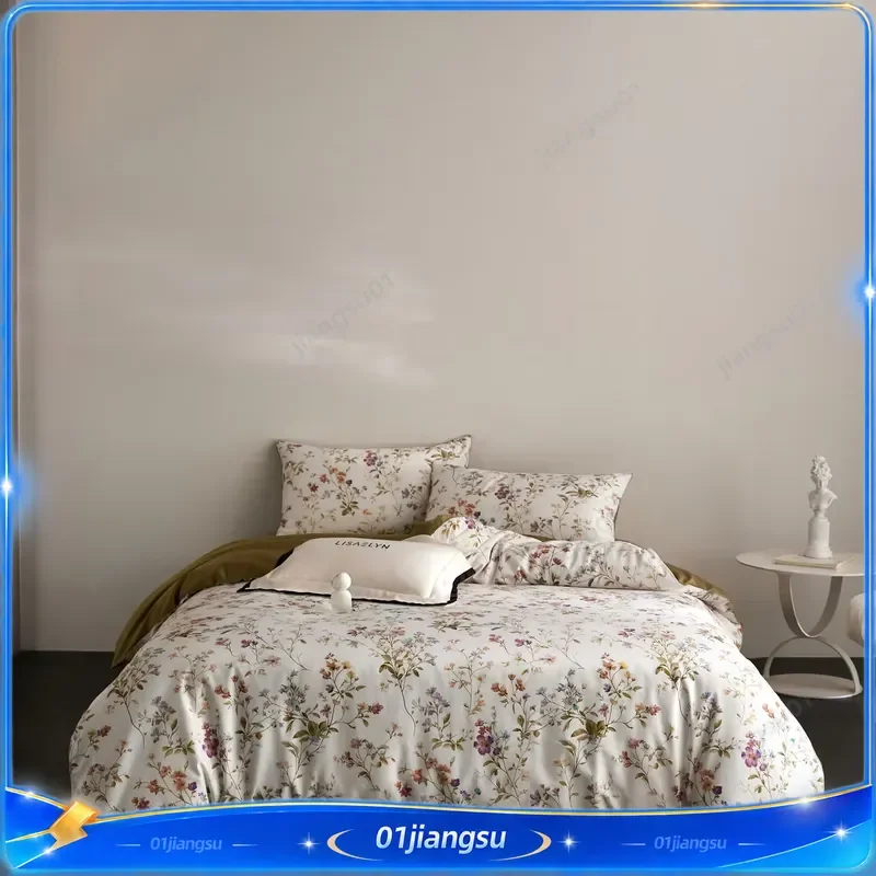100s Egyptian Cotton Bedding Set 4pcs Printed Duvet Cover Sheet Pillowcase Luxury Soft Bed Linen Home Textile Queen King Size